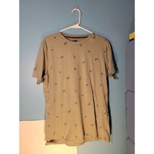 Steel & Jelly Mens Olive Green Safari Print Short Sleeve T Shirt Size L